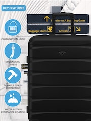 Flight Knight Medium Check-In Hold Luggage Hardcase Travel Black Suitcases Set Of 2 - Image 6 of 8