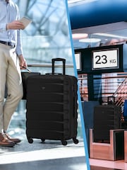 Flight Knight Medium Check-In Hold Luggage Hardcase Travel Black Suitcases Set Of 2 - Image 8 of 8