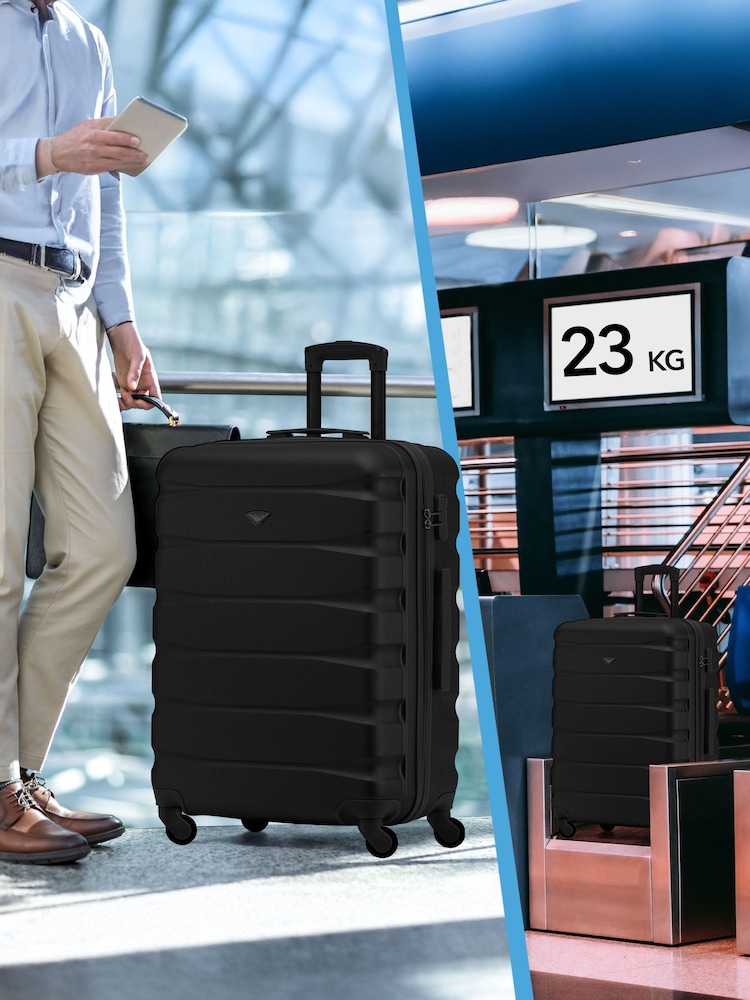 Flight Knight Medium Check-In Hold Luggage Hardcase Travel Black Suitcases Set Of 2 - Image 8 of 8