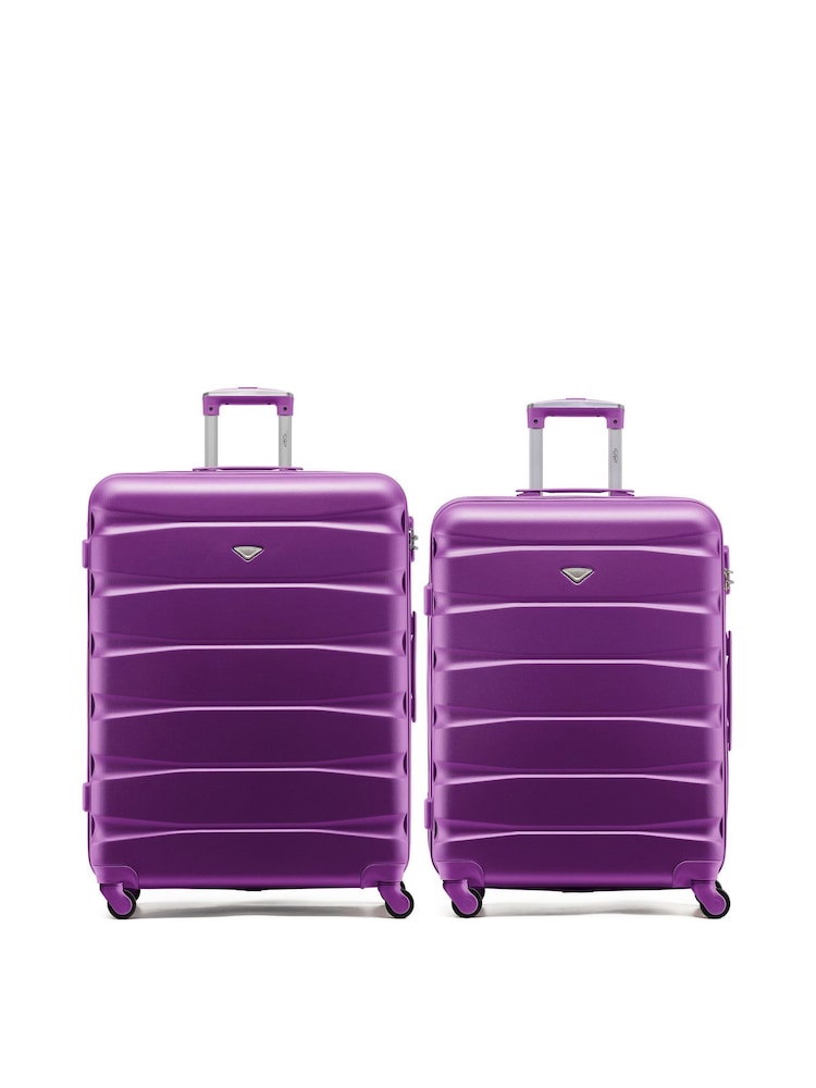 Flight Knight Medium & Large Purple Check-In Hold Luggage Hardcase Travel Suitcases Set Of 2 - Image 1 of 8