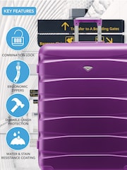 Flight Knight Medium & Large Purple Check-In Hold Luggage Hardcase Travel Suitcases Set Of 2 - Image 6 of 8