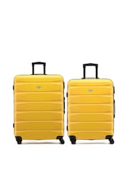 Flight Knight Medium & Large Yellow Check-In Hold Luggage Hardcase Travel Suitcases Set Of 2 - Image 1 of 8