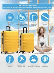 Flight Knight Medium & Large Yellow Check-In Hold Luggage Hardcase Travel Suitcases Set Of 2 - Image 3 of 8