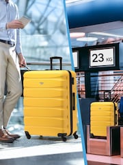 Flight Knight Medium & Large Yellow Check-In Hold Luggage Hardcase Travel Suitcases Set Of 2 - Image 8 of 8