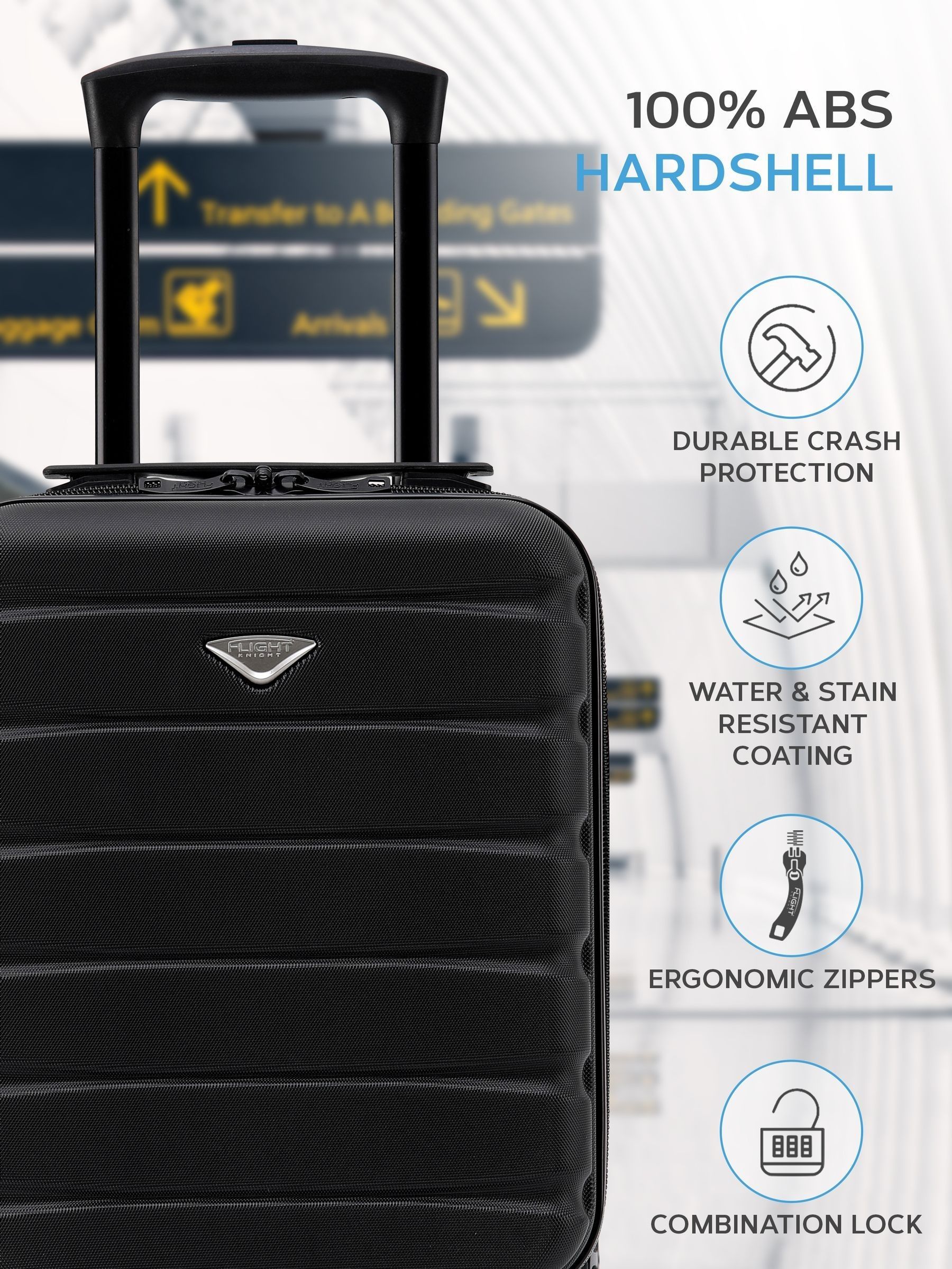 Buy Flight Knight Black Wizz Air Underseat 2 Wheel ABS Hard Case