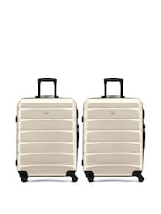 Flight Knight Medium Cream Check-In Hold Luggage Hardcase Travel Suitcases Set Of 2 - Imagen 1 de 8