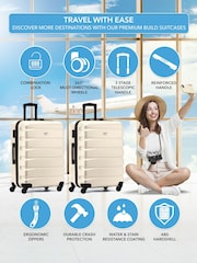 Flight Knight Medium Cream Check-In Hold Luggage Hardcase Travel Suitcases Set Of 2 - Imagen 2 de 8