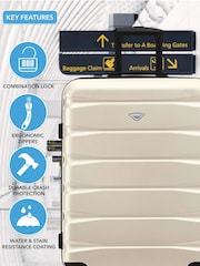 Flight Knight Medium Cream Check-In Hold Luggage Hardcase Travel Suitcases Set Of 2 - Imagen 6 de 8