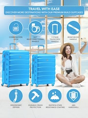 Flight Knight Medium & Large Blue Check-In Hold Luggage Hardcase Travel Suitcases Set Of 2 - Imagen 2 de 8