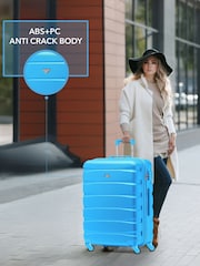 Flight Knight Medium & Large Blue Check-In Hold Luggage Hardcase Travel Suitcases Set Of 2 - Imagen 5 de 8