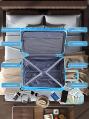 Flight Knight Medium & Large Blue Check-In Hold Luggage Hardcase Travel Suitcases Set Of 2 - Imagen 7 de 8