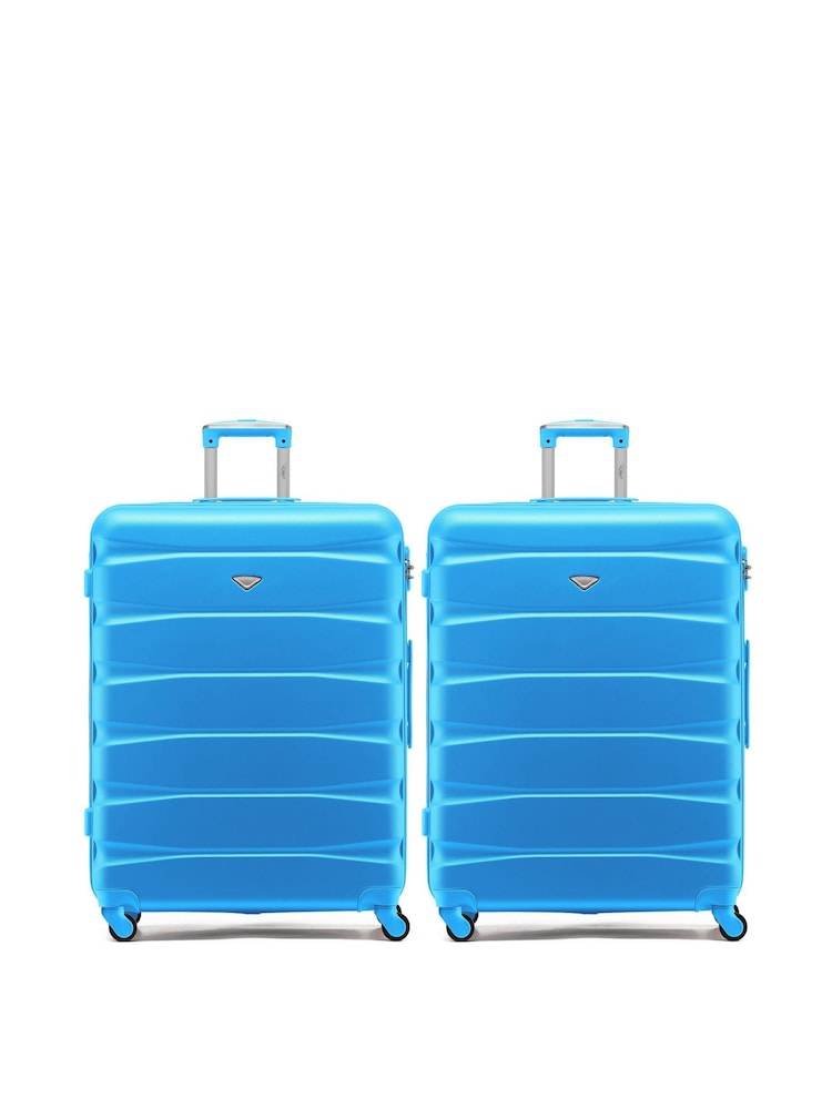 Flight Knight Large Blue Check-In Hold Luggage Hardcase Travel Suitcases Set Of 2 - Image 1 of 8