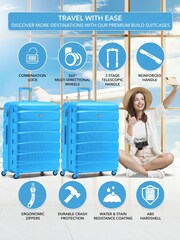 Flight Knight Large Blue Check-In Hold Luggage Hardcase Travel Suitcases Set Of 2 - Image 2 of 8