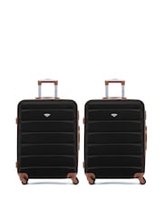 Flight Knight Medium Check-In Hold Luggage Hardcase Travel Black Suitcases Set Of 2 - Image 1 of 1