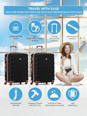 Flight Knight Medium Check-In Hold Luggage Hardcase Travel Black Suitcases Set Of 2 - Image 2 of 8