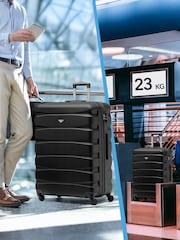 Flight Knight Medium & Large Check-In Hold Luggage Hardcase Travel Black Suitcases Set Of 2 - Image 8 of 8