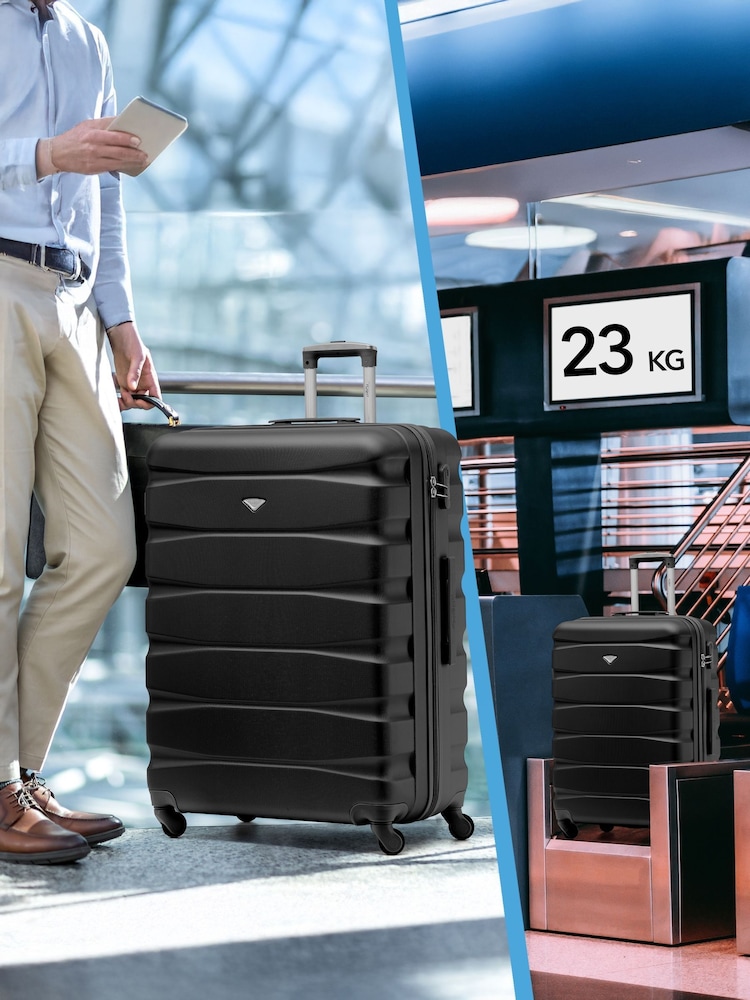 Flight Knight Medium & Large Check-In Hold Luggage Hardcase Travel Black Suitcases Set Of 2 - Image 8 of 8