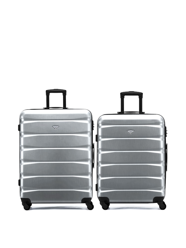 Flight Knight Medium & Large Metallic Check-In Hold Luggage Hardcase Travel Suitcases Set Of 2 - Image 1 of 8