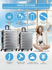 Flight Knight Medium & Large Metallic Check-In Hold Luggage Hardcase Travel Suitcases Set Of 2 - Image 2 of 8