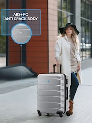 Flight Knight Medium & Large Metallic Check-In Hold Luggage Hardcase Travel Suitcases Set Of 2 - Image 6 of 8