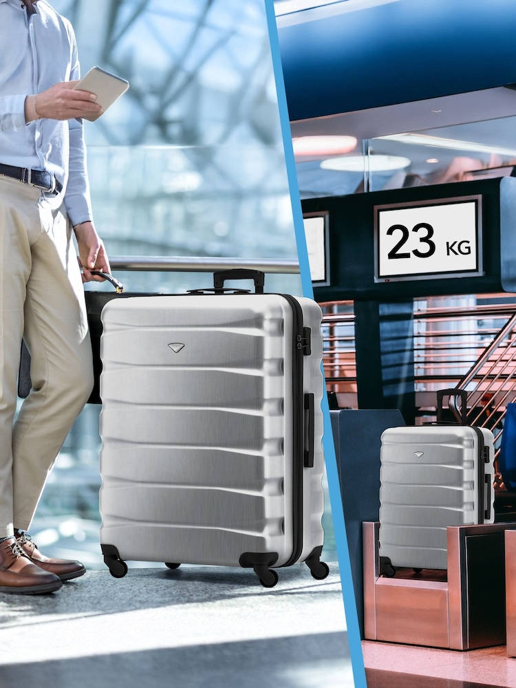 Flight Knight Medium & Large Metallic Check-In Hold Luggage Hardcase Travel Suitcases Set Of 2 - Image 8 of 8