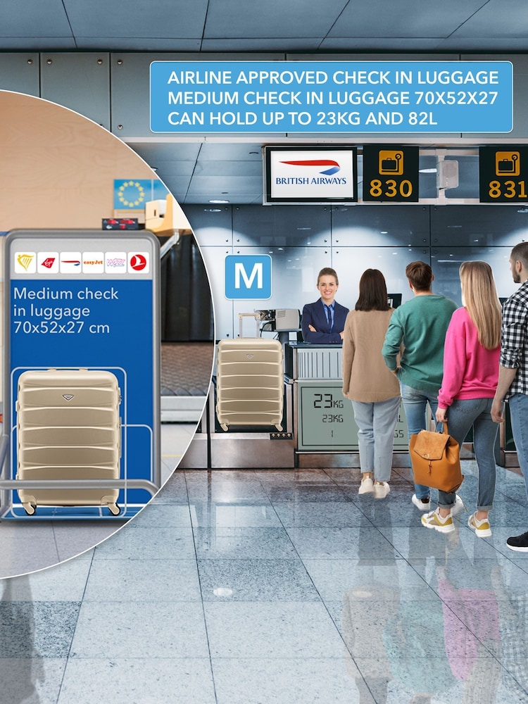 Flight Knight Medium & Small Check-In & Carry-On Hardcase Travel Nude Suitcases Set Of 2 - Image 8 of 8