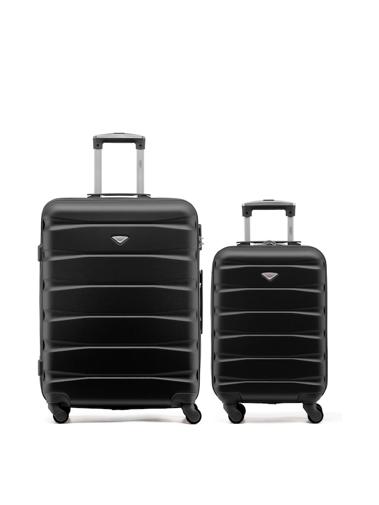 Flight Knight Medium Check-In & Small Carry-On Hardcase Travel Black Suitcase Set Of 2 - Image 1 of 8
