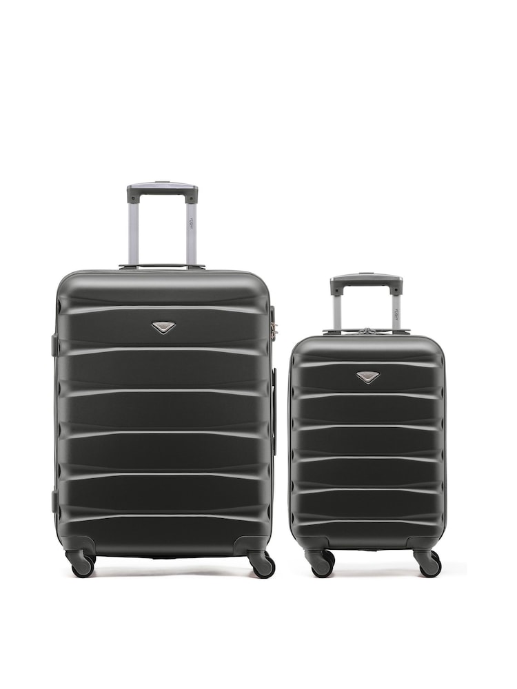 Flight Knight Grey Medium Check-In & Small Carry-On Hardcase Travel Suitcase Set Of 2 - Image 1 of 8