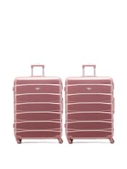 Flight Knight Large Pink Check-In Hold Luggage Hardcase Travel Suitcases Set Of 2 - Image 1 of 8