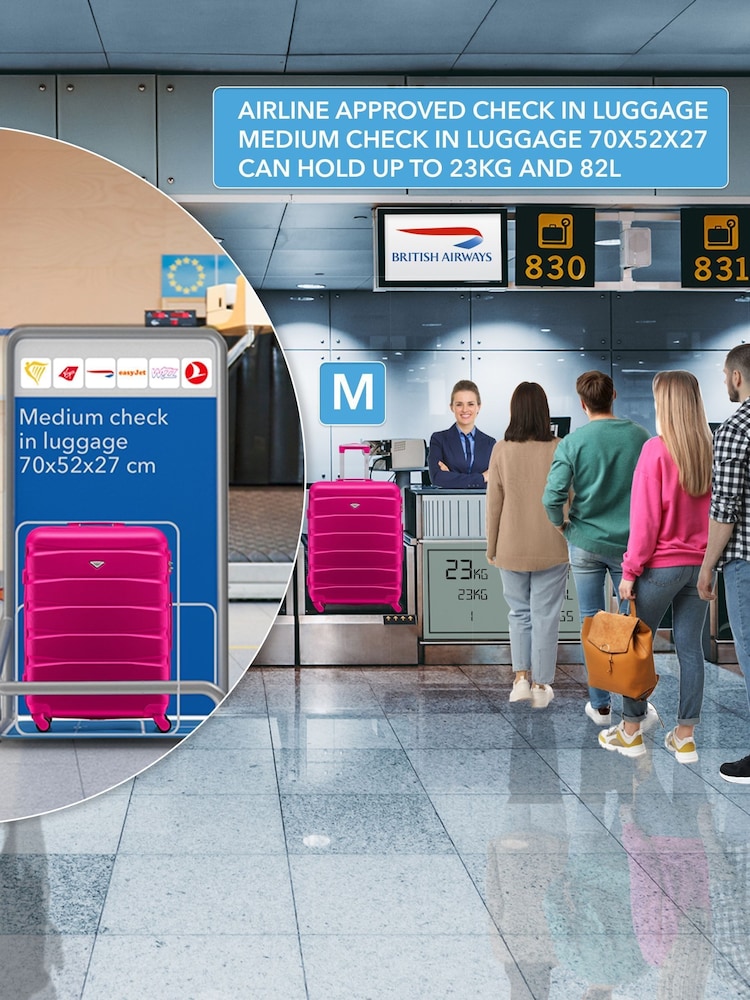 Flight Knight Medium & Small Pink Check-In & Carry-On Hardcase Travel Suitcase Set Of 2 - Imagen 8 de 8