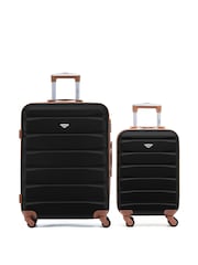 Flight Knight Medium & Small Check-In & Carry-On Hardcase Travel Black Suitcases Set Of 2 - Imagen 1 de 7