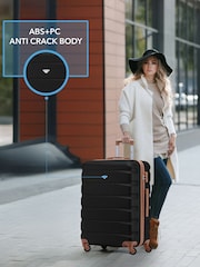 Flight Knight Medium & Small Check-In & Carry-On Hardcase Travel Black Suitcases Set Of 2 - Imagen 4 de 7