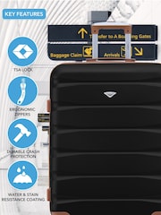 Flight Knight Medium & Small Check-In & Carry-On Hardcase Travel Black Suitcases Set Of 2 - Imagen 5 de 7