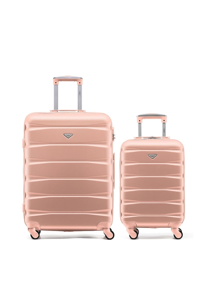 Flight Knight Medium & Small Pink Check-In & Carry-On Hardcase Travel Suitcases Set Of 2 - Image 1 of 8