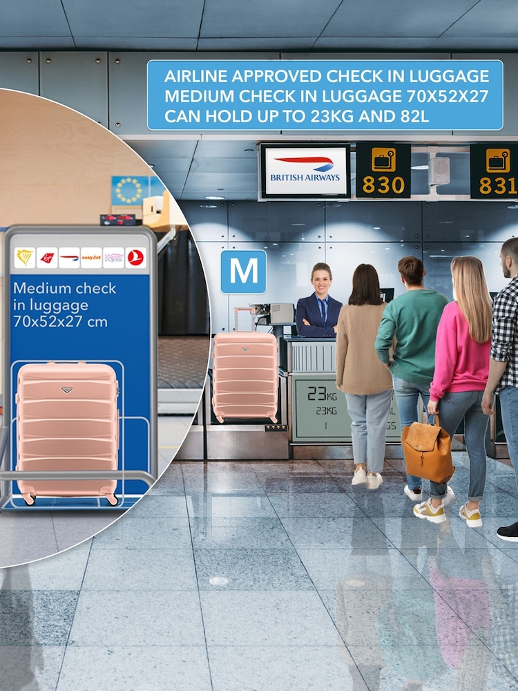 Flight Knight Medium & Small Pink Check-In & Carry-On Hardcase Travel Suitcases Set Of 2 - Image 8 of 8
