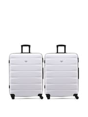 Flight Knight Large Check-In Hold Luggage Hardcase Travel White Suitcases Set Of 2 - Image 1 of 1
