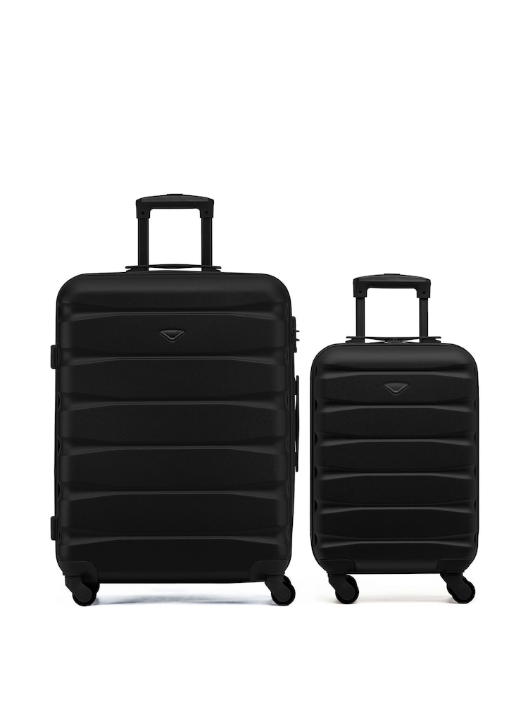 Flight Knight Medium Check-In & Small Carry-On Hardcase Travel Black Suitcase Set Of 2 - Image 1 of 8