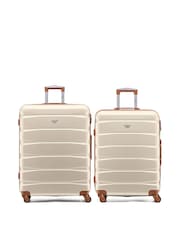 Flight Knight Medium & Large Cream Check-In Hold Luggage Hardcase Travel Suitcases Set Of 2 - Image 1 of 8