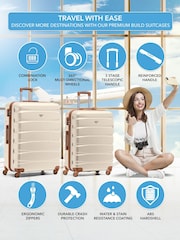 Flight Knight Medium & Large Cream Check-In Hold Luggage Hardcase Travel Suitcases Set Of 2 - Image 2 of 8