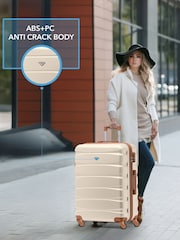 Flight Knight Medium & Large Cream Check-In Hold Luggage Hardcase Travel Suitcases Set Of 2 - Image 5 of 8