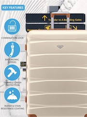 Flight Knight Medium & Large Cream Check-In Hold Luggage Hardcase Travel Suitcases Set Of 2 - Image 6 of 8