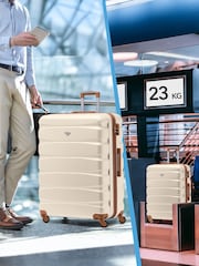 Flight Knight Medium & Large Cream Check-In Hold Luggage Hardcase Travel Suitcases Set Of 2 - Image 8 of 8