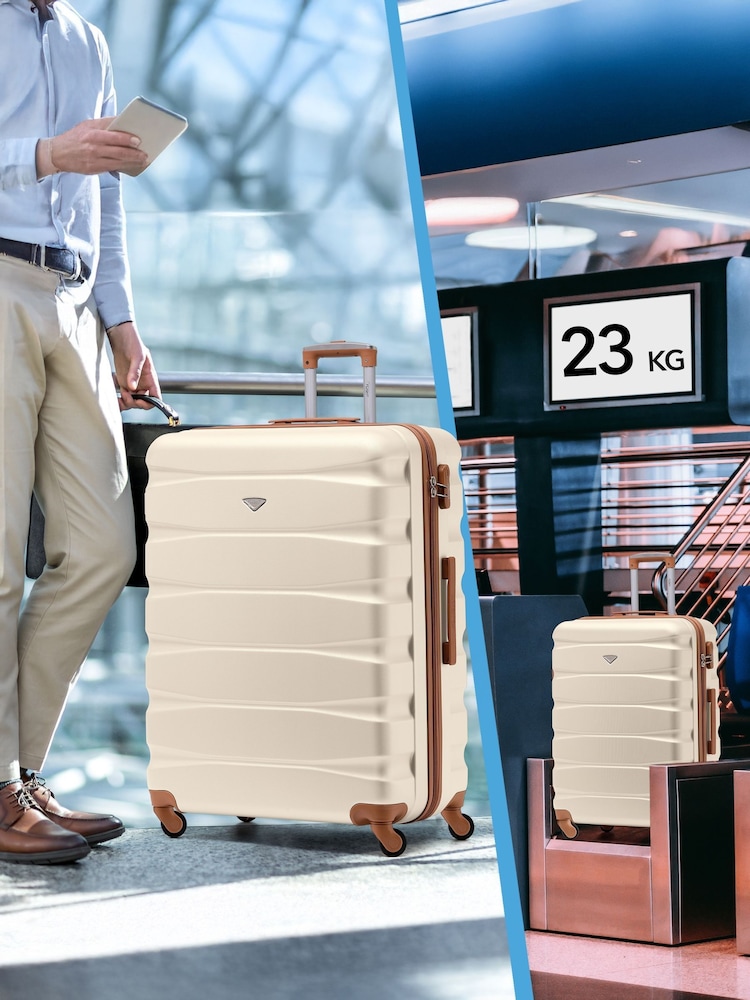 Flight Knight Medium & Large Cream Check-In Hold Luggage Hardcase Travel Suitcases Set Of 2 - Image 8 of 8