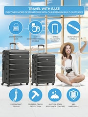 Flight Knight Medium & Large Grey Check-In Hold Luggage Hardcase Travel Suitcases Set Of 2 - Imagen 2 de 8