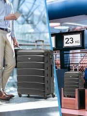 Flight Knight Medium & Large Grey Check-In Hold Luggage Hardcase Travel Suitcases Set Of 2 - Imagen 8 de 8