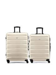Flight Knight Medium & Large Cream Check-In Hold Luggage Hardcase Travel Suitcases Set Of 2 - Image 1 of 8