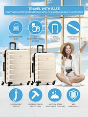 Flight Knight Medium & Large Cream Check-In Hold Luggage Hardcase Travel Suitcases Set Of 2 - Image 2 of 8