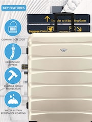 Flight Knight Medium & Large Cream Check-In Hold Luggage Hardcase Travel Suitcases Set Of 2 - Image 8 of 8