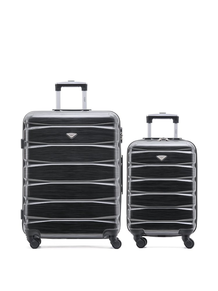 Flight Knight Medium & Small Grey Check-In & Carry-On Hardcase Travel Suitcases Set Of 2 - Image 1 of 8