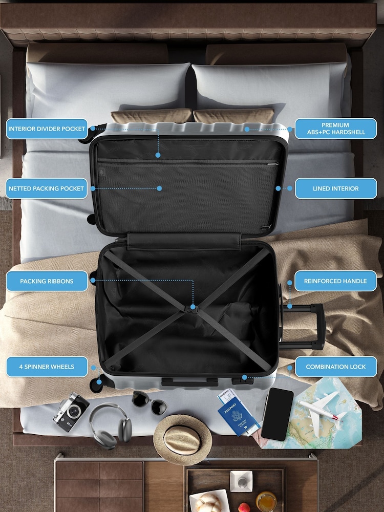 Flight Knight Large Metallic Check-In Hold Luggage Hardcase Travel Suitcases Set Of 2 - Image 8 of 8